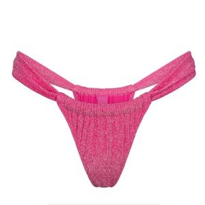 Skims Glitter Swim Ruched Tanga Bottom Magenta XS SOLD OUT, NWT